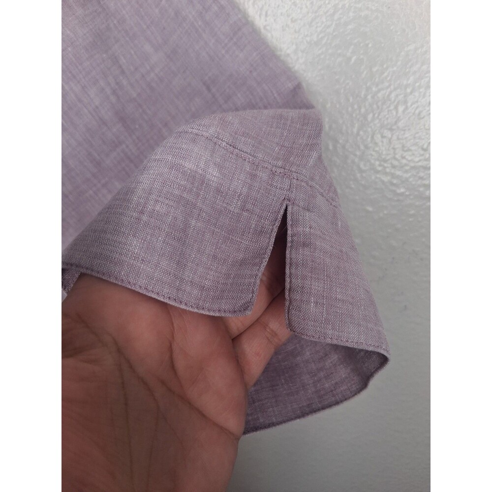 Chico’s Size 3 No-Iron Linen Shirttail High-Low Tunic Top Blouse Purple US 16/18 - Picture 7 of 14